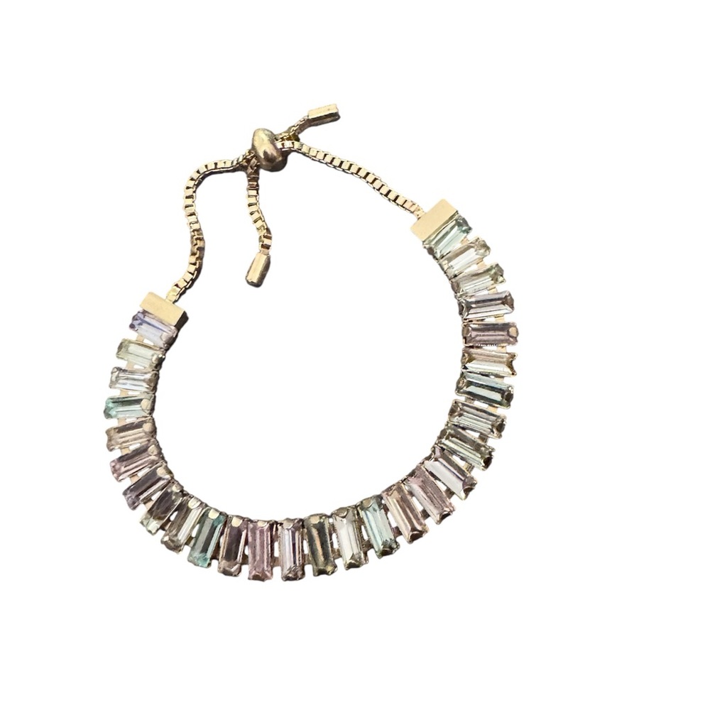 Chic Multicolor Tennis Bracelet with Gold Accents, Adjustable